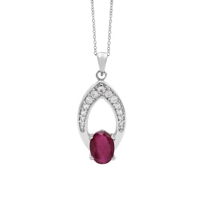 925 Sterling Silber Echt Rubin Edelstein Anhänger Edler Schmuck WEIHNACHTSGES...