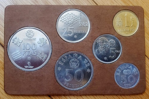 MUNDIAL DE FUTBOL 1982 SPAIN - Set of 6 Pesetas Coins - 1982 Soccer World Cup - Picture 4 of 6
