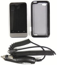 HTC One V - Black and Gray Cricket Rare Android Smartphone - Bundled / READ