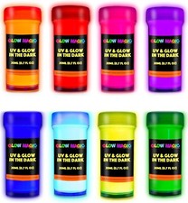 Neon Nights Glow in the Dark Paint - Set of 8, 20 Ml Acrylic Paints for Outdoor