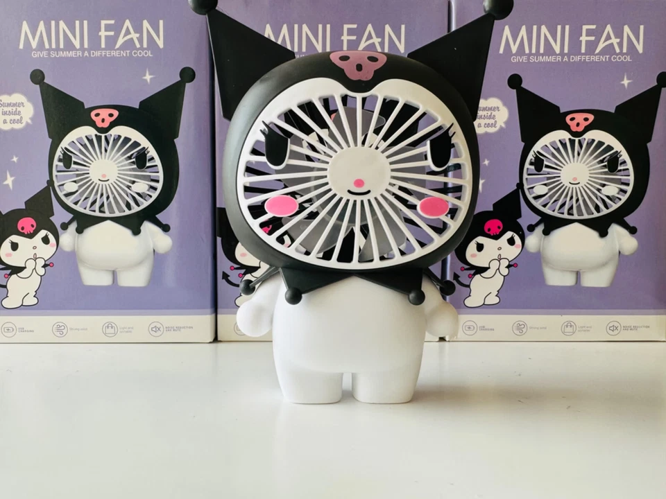 Ventilador pequeño recargable USB portátil Kuromi de 6 pulgadas Foto 4 de 4