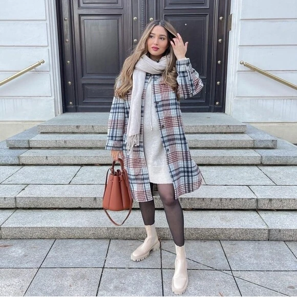 Zara long 2025 plaid coat