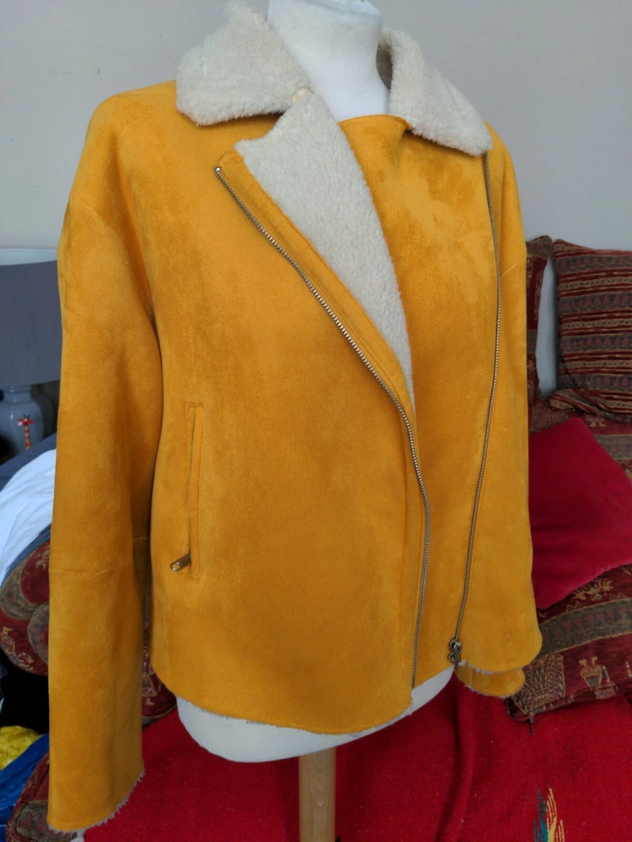 Zara Yellow Aviator Flying Jacket Coat Size Eur XL 16