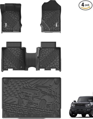 Ford Bronco 2021-2024, 4 Door All Weather Custom Fit Floor Mats & Cargo Liner