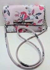 Nine West Clutch Crossbody Bag Lavender Floral Design Removable Chain Strap