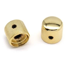 2Pcs Metal Bass Guitar Knobs Gold 6mm Pots Diameter without Tooth Splines Knobs