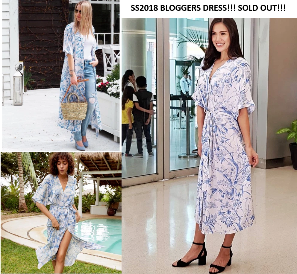 OFF WHITE Abito caftano midi H&M bianco sporco blu stampa floreale Cina con cintura taglia 12 14 16