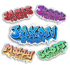 Graffiti Custom Personalized First Last Name Decal Sticker Water Bottle Laptop