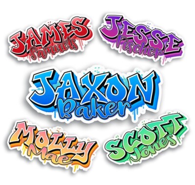 Graffiti Custom Personalized First Last Name Decal Sticker Water Bottle Laptop