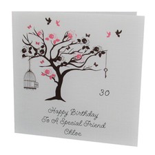 HANDMADE PERSONALISED Bird Tree FEMALE Relation BIRTHDAY CARD 18th 21st 30th