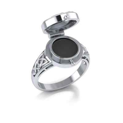 Celtic Knot 925 Sterling Silver Poison Ring Fine Jewelry Secret Keepsake