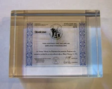 Steelcase Office Furniture Mini Employee Stock Certificate Lucite Paperweight
