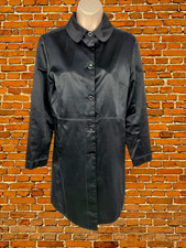 Womens Nine West Size Uk Small Black Satin Single Breasted Jacket Coat Overcoat