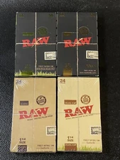 Lot Of 4 24 Count Boxes RAW Black Natural Unrefined 1 1/4 Rolling Papers Mixed