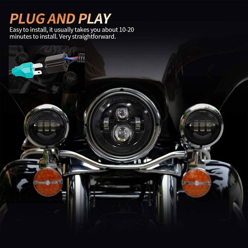 For Yamaha XV 1700 Road Star Silverado 7inch LED Headlight + 4.5" Passing Lights - Picture 9 of 12