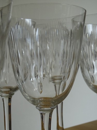 BACCARAT 6 ANTIQUE CRYSTAL WATER GLASSES MODEL MOLIERE ht 16.8 cm - Picture 3 of 9