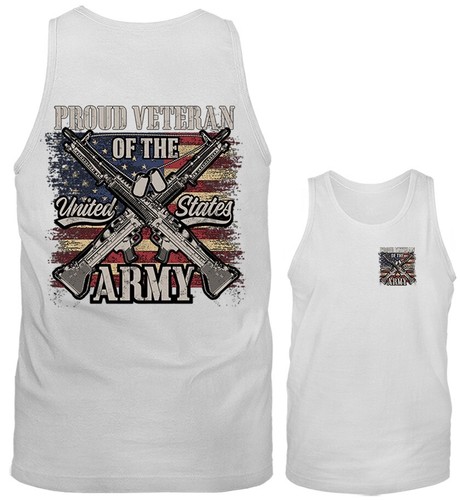 Camiseta sin mangas Orgullosa veterana del ejército de Estados Unidos militar patriótica bandera de Estados Unidos gráfica - Imagen 8 de 8
