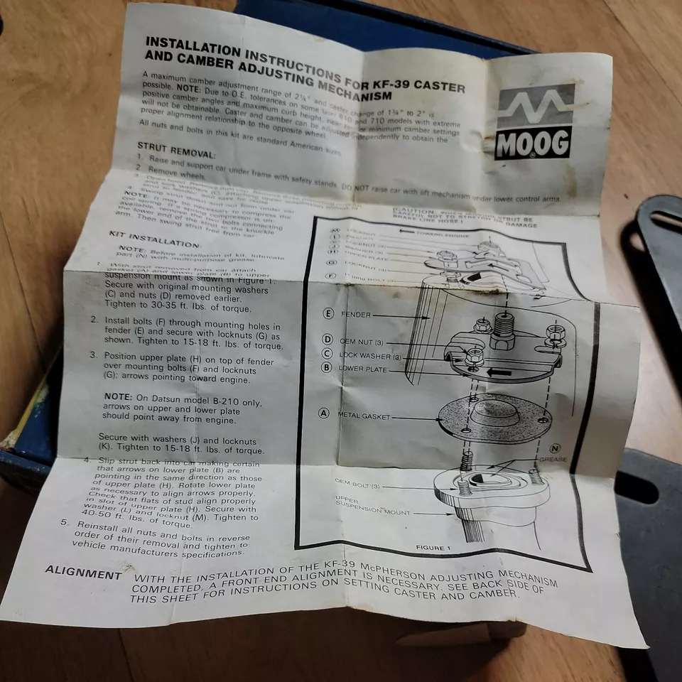 1971-72-73-74 Datsun Caster Camber ADJ KIT MOOG #KF-39 210 610 710 B Foto 2 de 4