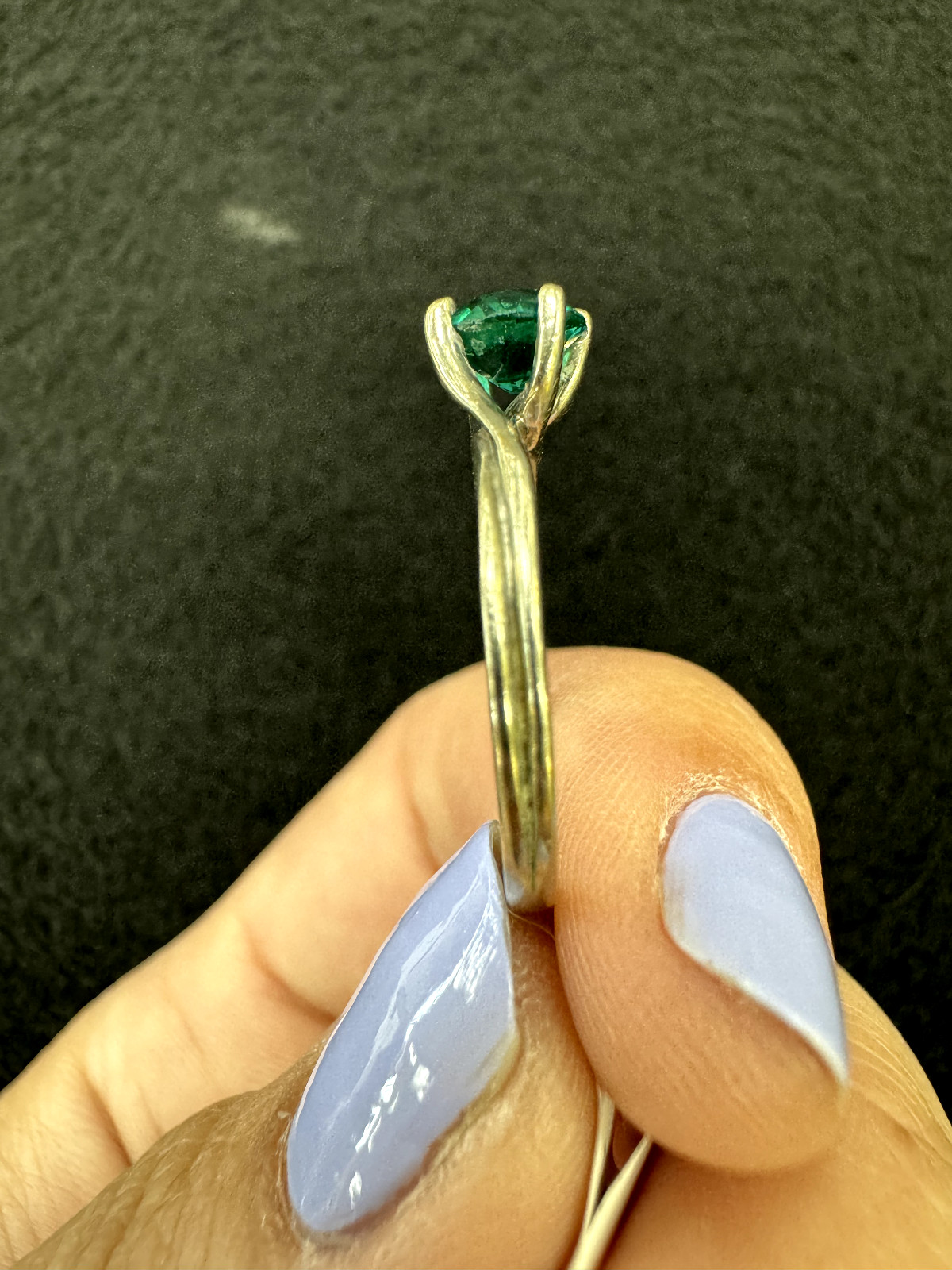 Simulated Emerald Solitaire Ring, 10k White Gold,… - image 15