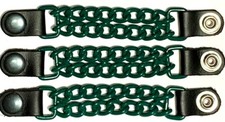 3 EMERALD GREEN POWDER COATED DOUBLE CHAIN MOTORCYCLE VEST EXTENDERS MADE IN USA