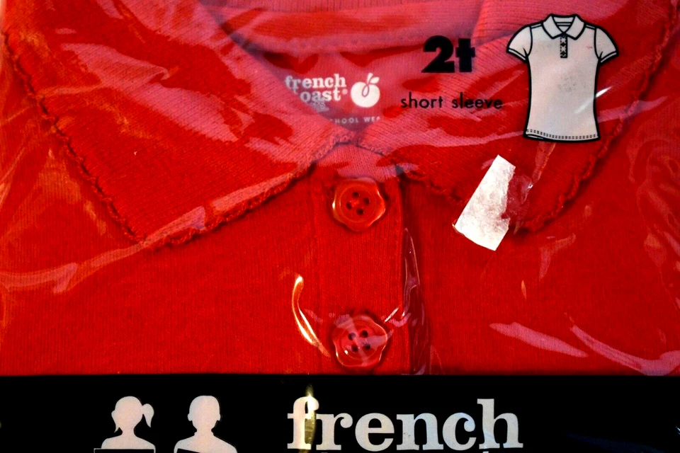 Nuevo en Paquete Polo French Toast Tots Manga Corta Niñas Talla 2T Rojo 2010 Foto 3 de 4