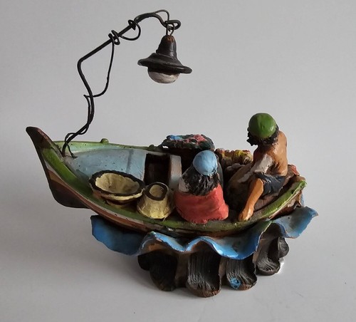 Vintage Mario Garesi Italian Terracotta Fishing Boat Nautical Sculpture Figure - Picture 13 of 14