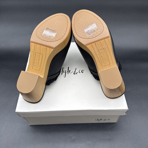 Style & Co Women's Tooma Slide Faux Black Lined Clog Heeled Mules SZ 7.5 M NIB - Picture 6 of 7
