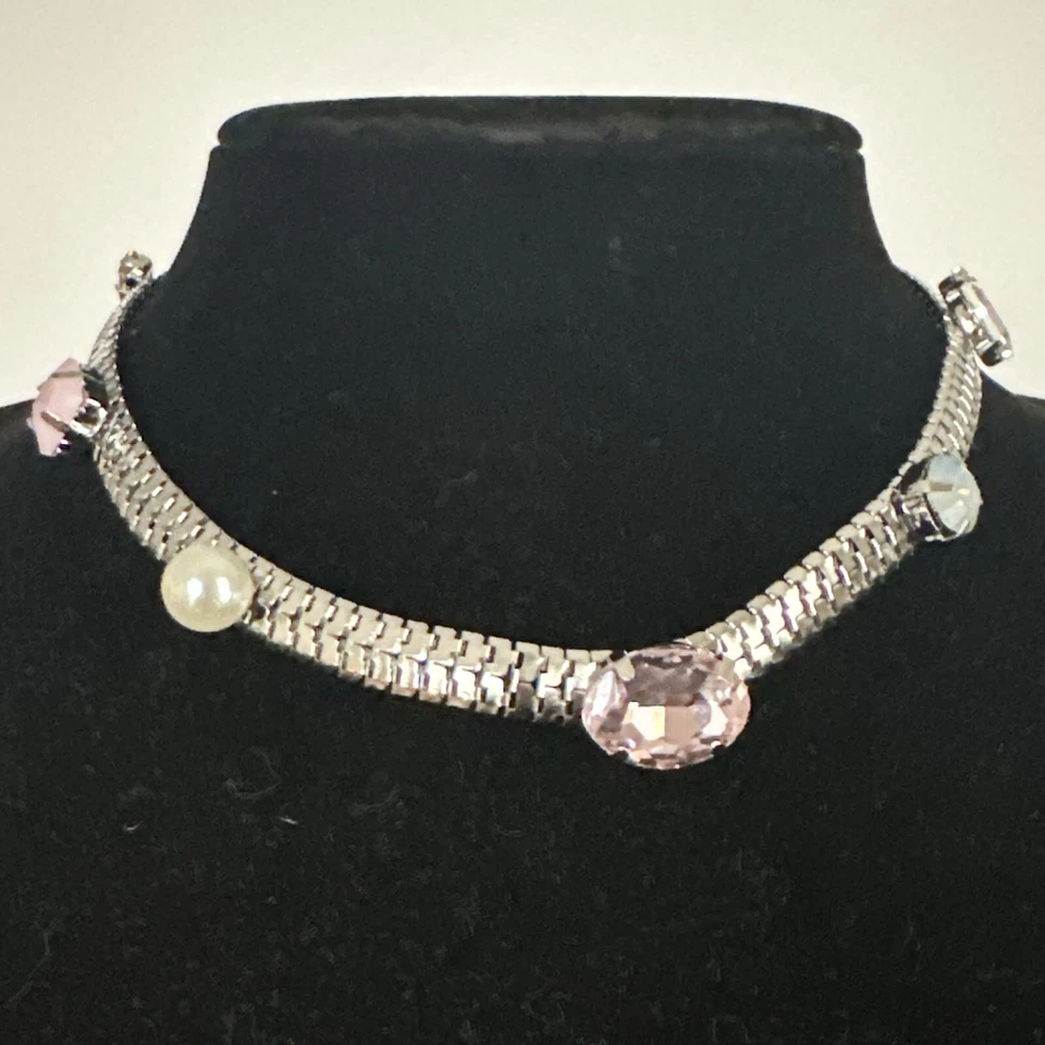 J CREW Short Choker Pink Pearl Opal Rhinestone Necklace NEW BID 4 CHARITY❤️306x2 - Image 4 of 4