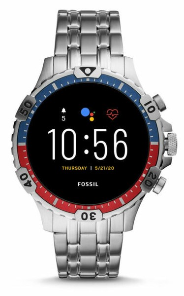 Fossil Garrett HR Gen 5 46mm Stainless Steel Smart Watch, Silver-Tone (FTW4040P) for sale online