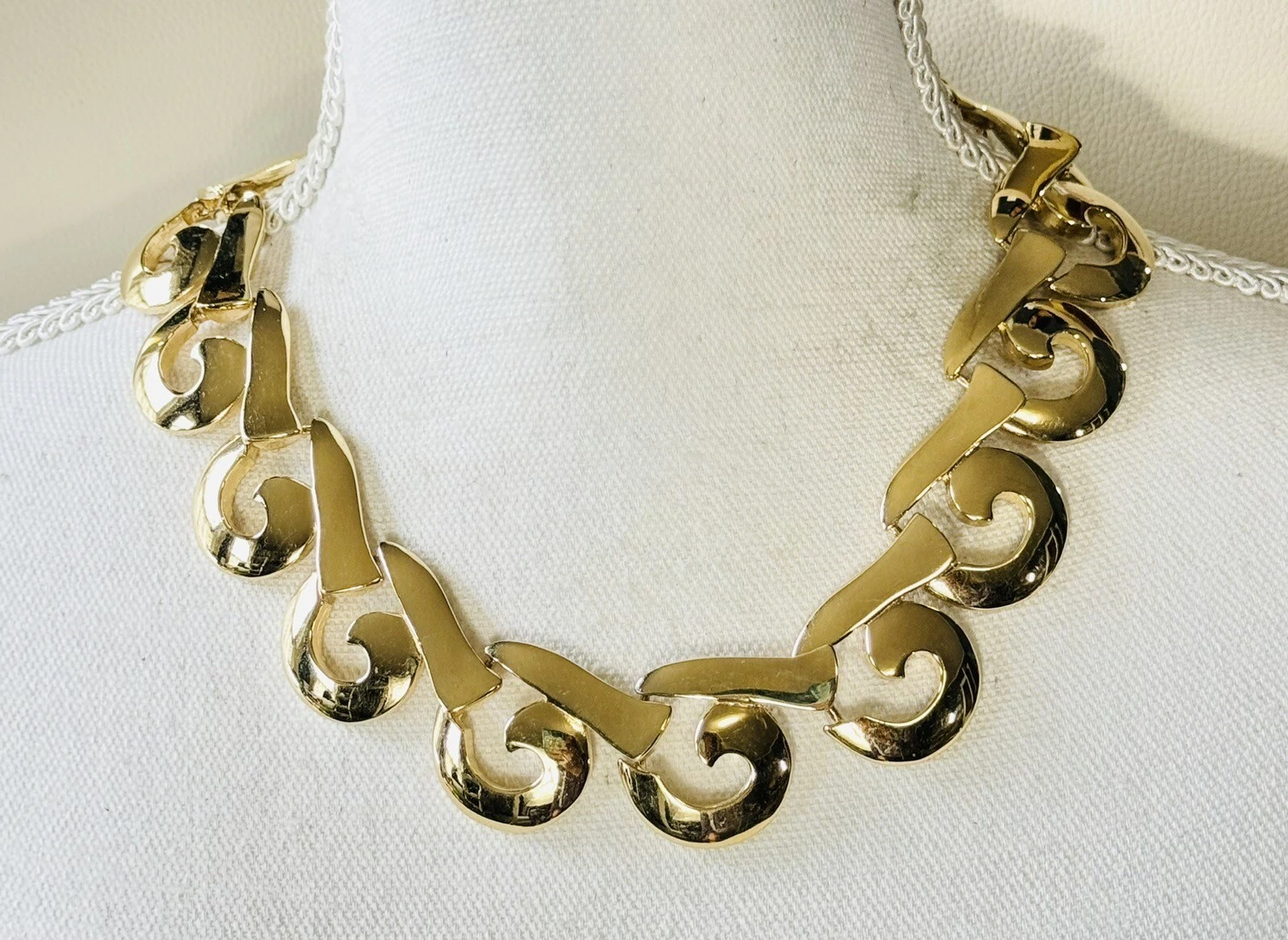 Collana Givenchy Tono Oro Link Passerella Collare Dichiarazione Firmata Vintage