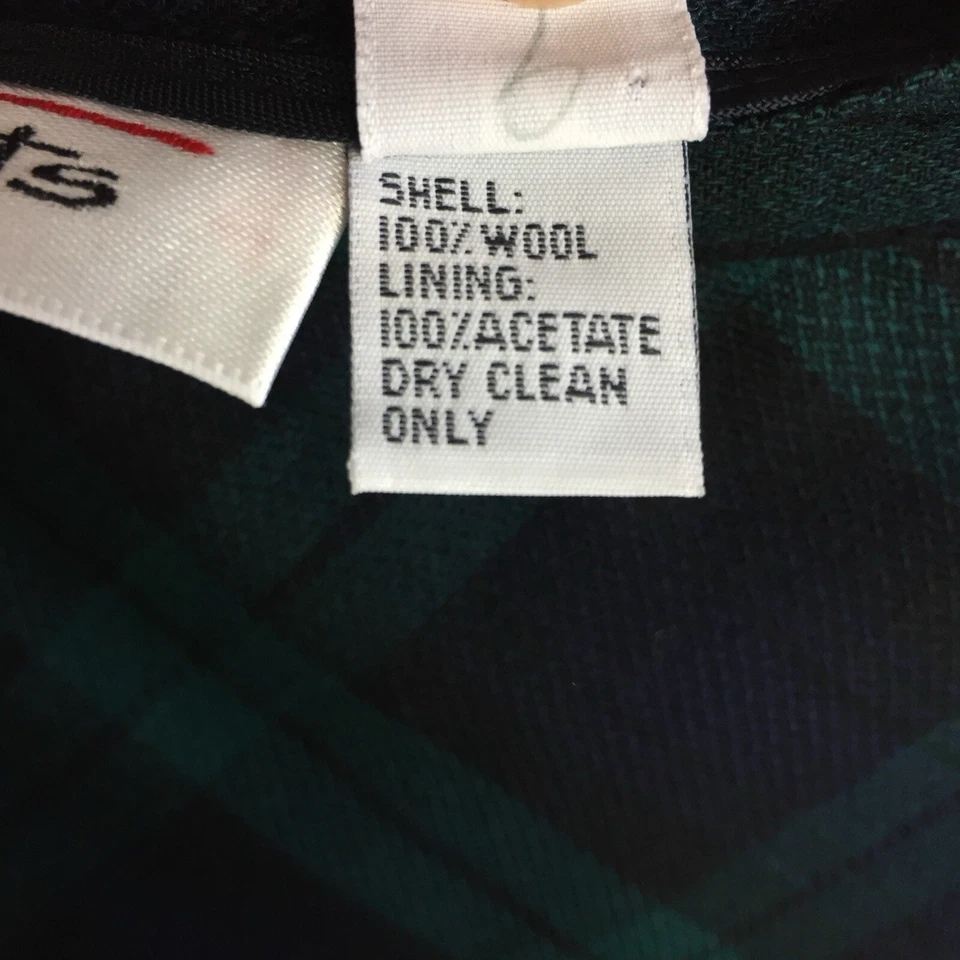 De Colección 14 Talbots Falda 30" Cintura Talla M Lana Negro Reloj Cuadros Academia Preppy Foto 4 de 4