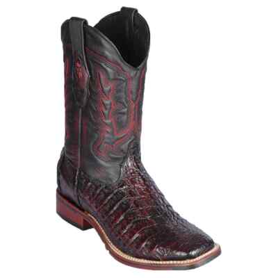 Los Altos CHERRY Crocodile Square Toe TPU Rubber Sole Western Boot D 826A1818