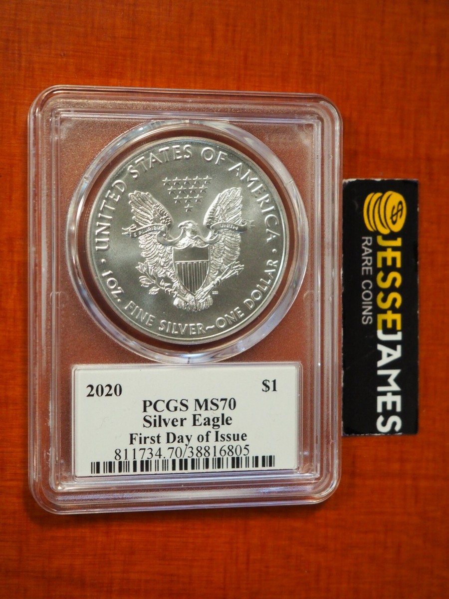 PCGS MS70 最高鑑定 2020 シルバーイーグルコイン FIRSTDAY 2020 SILVER EAGLE PCGS MS70 FIRST DAY OF ISSUE JIM PEED HAND