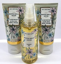   3 Bath Body Works WHIPPED VANILLA CHIFFON Body Cream  Mist 2.5 oz New  