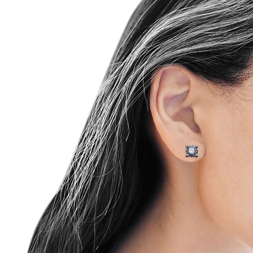 Diamond Round Men Stud Earring Solid 10k Gold Unisex Hip Hop Stud Earring 5.0mm - 第 6/52 張圖片