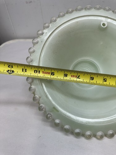 Green Frosted Glass Lamp Round Glass Beaded 10.75" - Picture 4 of 4
