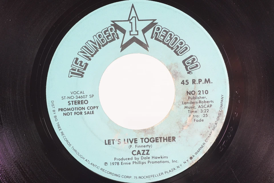 CAZZ Let's Live Together Mono Stereo PROMO Number 1 Record Co 210 45RPM Record - Image 3 of 4
