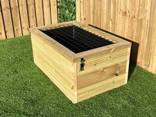Raised Garden Pond + Protection Grill Wooden Water Feature 90L 125L Solid Tub
