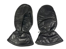 Vtg 70s 80s UNBRANDED Warm Black LEATHER MITTENS Ski Snowboard Hike Gloves Men L