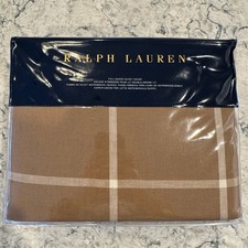 Ralph Lauren Duvet Cover Full Queen Brown Plaid Modern Equestrian Cashmere Blend