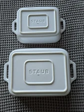 Staub Ceramic White Rectangle Baking Casserole Dish Set 