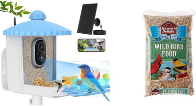 1080P Smart Bird Feeder Camera + 10lb Wagner's Farmer's Delight Food
