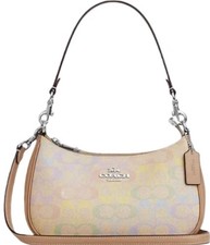 NWT Coach Teri Shoulder Bag In Rainbow Signature Canvas CDA91 Fast Shipping