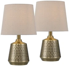 Argus 16" High Textured Brass Table Lamp Set of 2