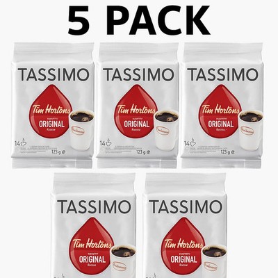 Tim Hortons Coffee k cups | Tassimo | Pack Of 5 (70 cups total)