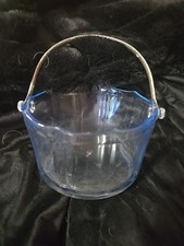 Cambridge Willow Blue Decagon Ice Tub Bucket Pail Metal Handle Elegant Glass