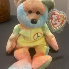TY Beanie Baby - PEACE the Ty-Dyed Bear 8.5 inch - MWMT's Stuffed Animal Toy