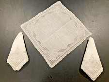 LOT OF 3 Vintage Swiss Appenzell Hand Embroidery Bridal Hankies 12"x12"