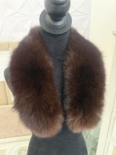 Real Fox Fur Collar Clip On Brown Fox Fur