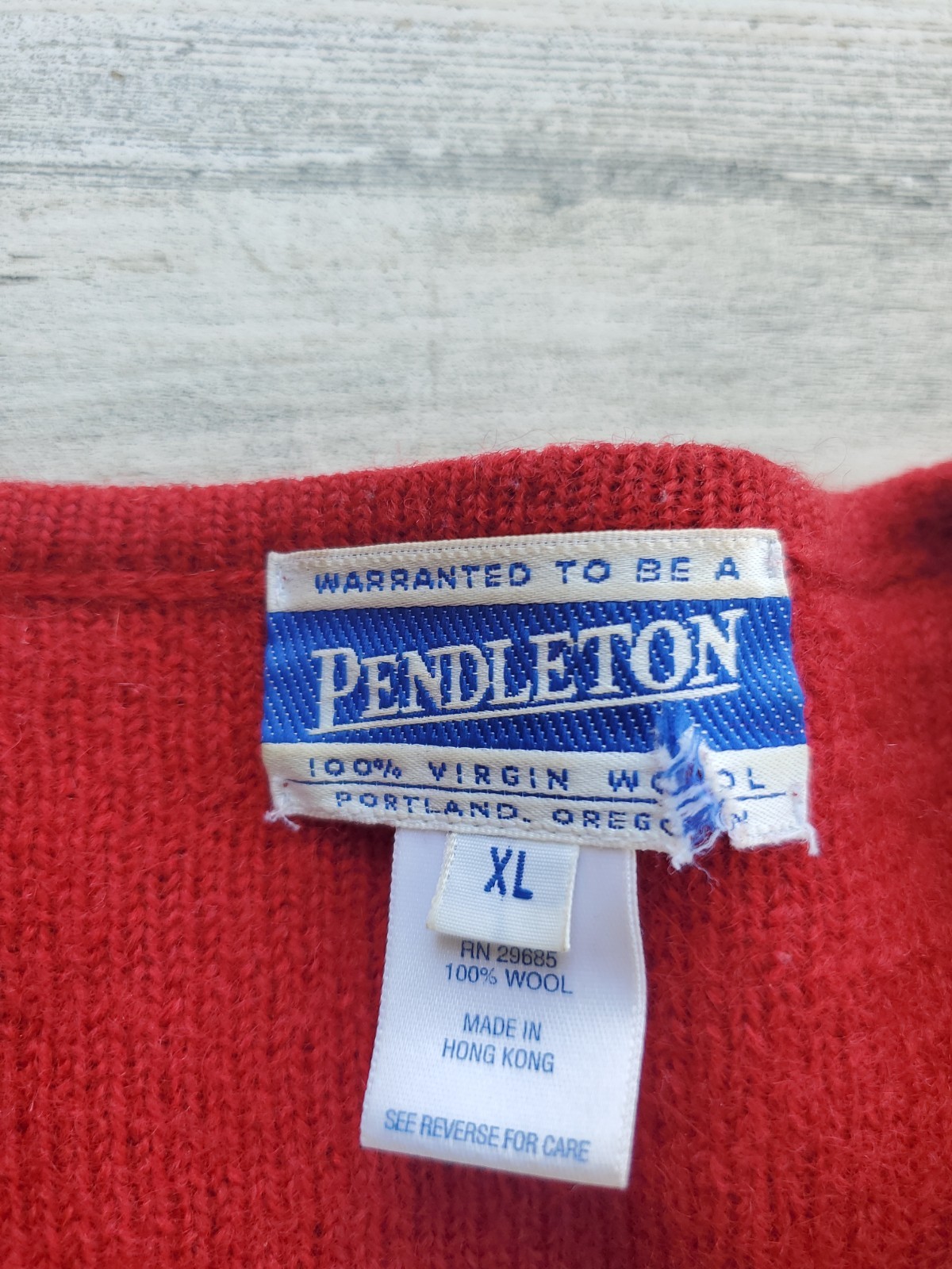 Vintage Pendleton Red Wool Sweater Button Embroid… - image 6